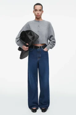 Best COS CROPPED WOOL CARDIGAN GRAY MÉLANGE