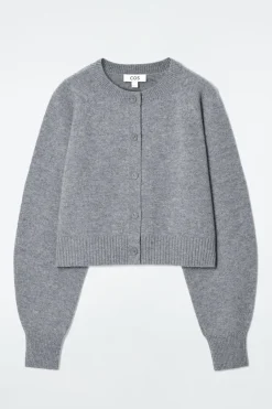 Best COS CROPPED WOOL CARDIGAN GRAY MÉLANGE