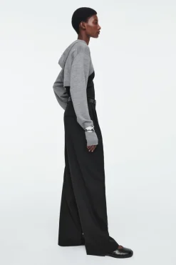 New COS CROPPED WOOL HOODIE GRAY