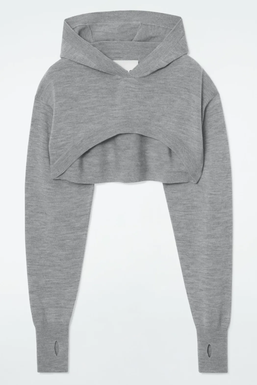 New COS CROPPED WOOL HOODIE GRAY