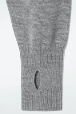 New COS CROPPED WOOL HOODIE GRAY