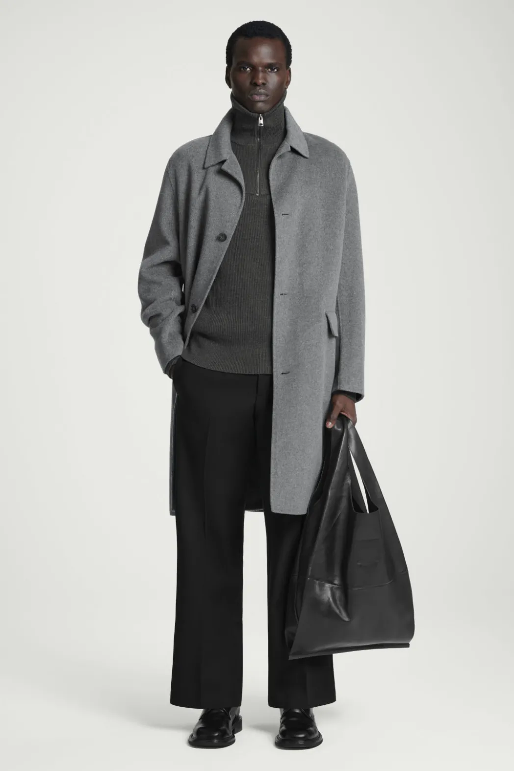 Clearance COS CROPPED WOOL-BLEND FLARED PANTS BLACK
