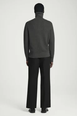 Clearance COS CROPPED WOOL-BLEND FLARED PANTS BLACK