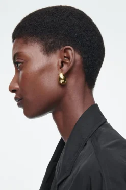 Hot COS CURVED DOMED EARRINGS GOLD