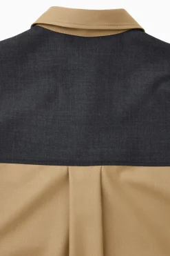 Online COS DECONSTRUCTED COLOR-BLOCK WOOL SHIRT BEIGE / NAVY