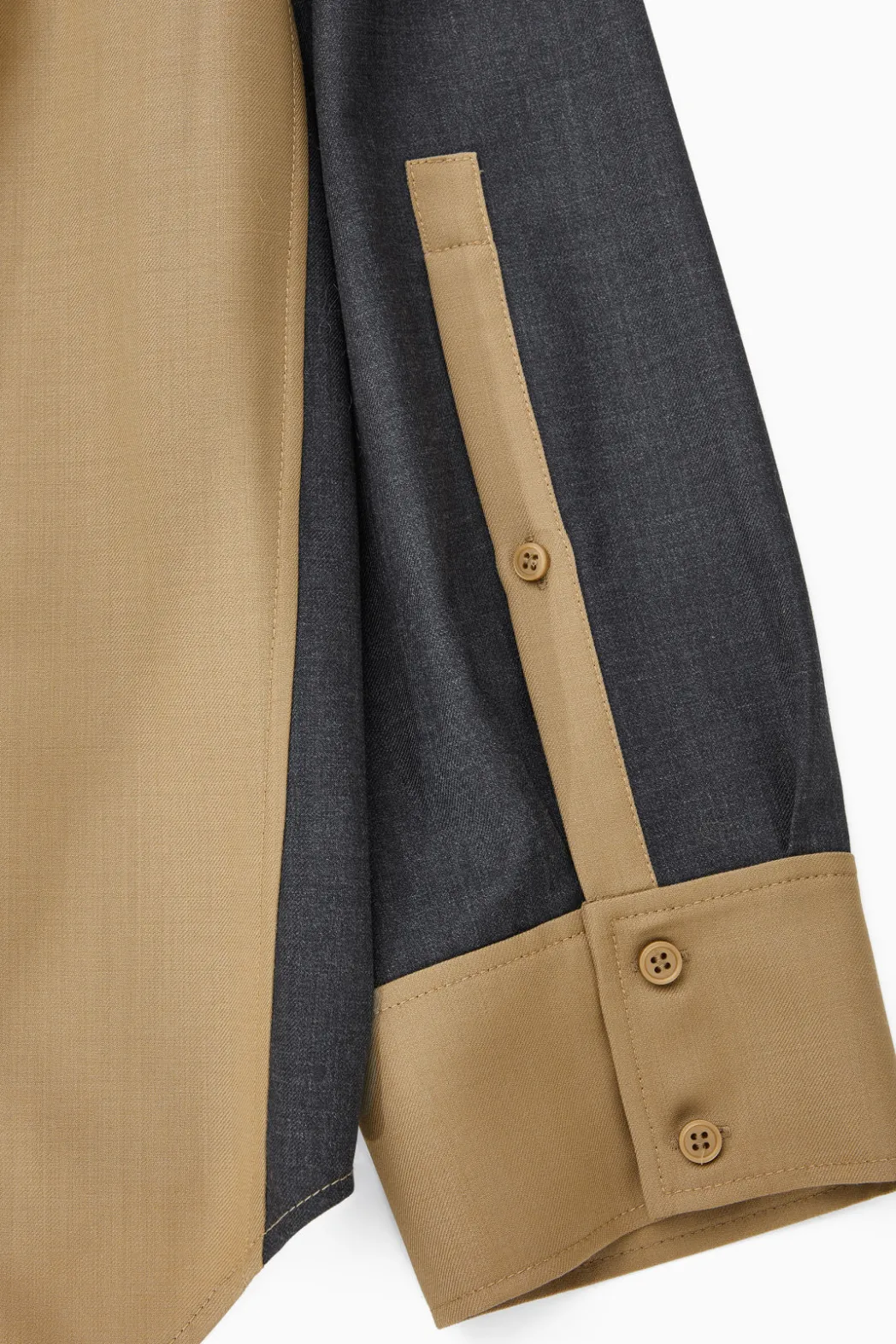 Online COS DECONSTRUCTED COLOR-BLOCK WOOL SHIRT BEIGE / NAVY
