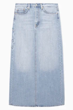 COS DENIM MAXI SKIRT WASHED LIGHT BLUE