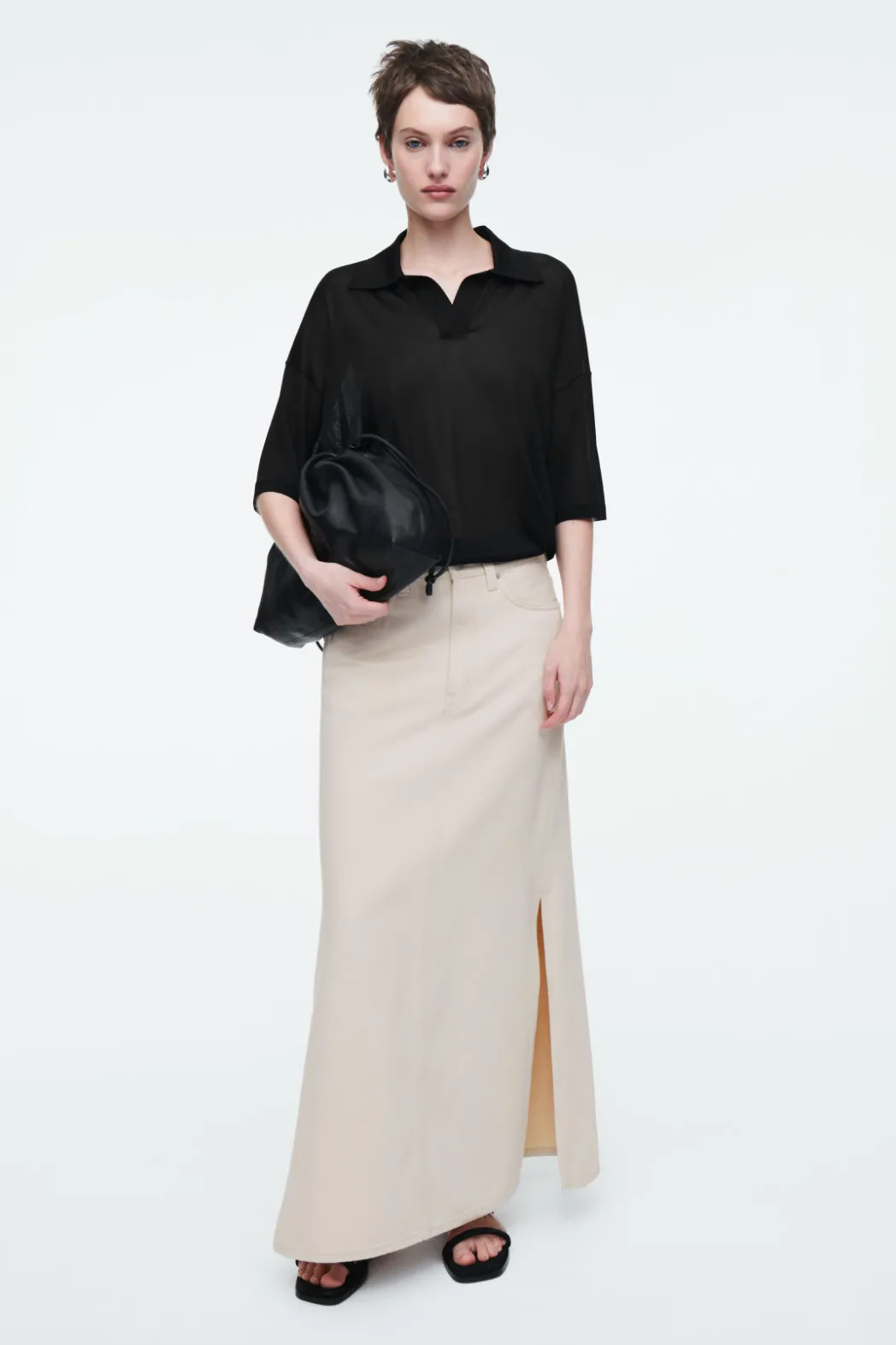 Hot COS DENIM MAXI SKIRT IVORY