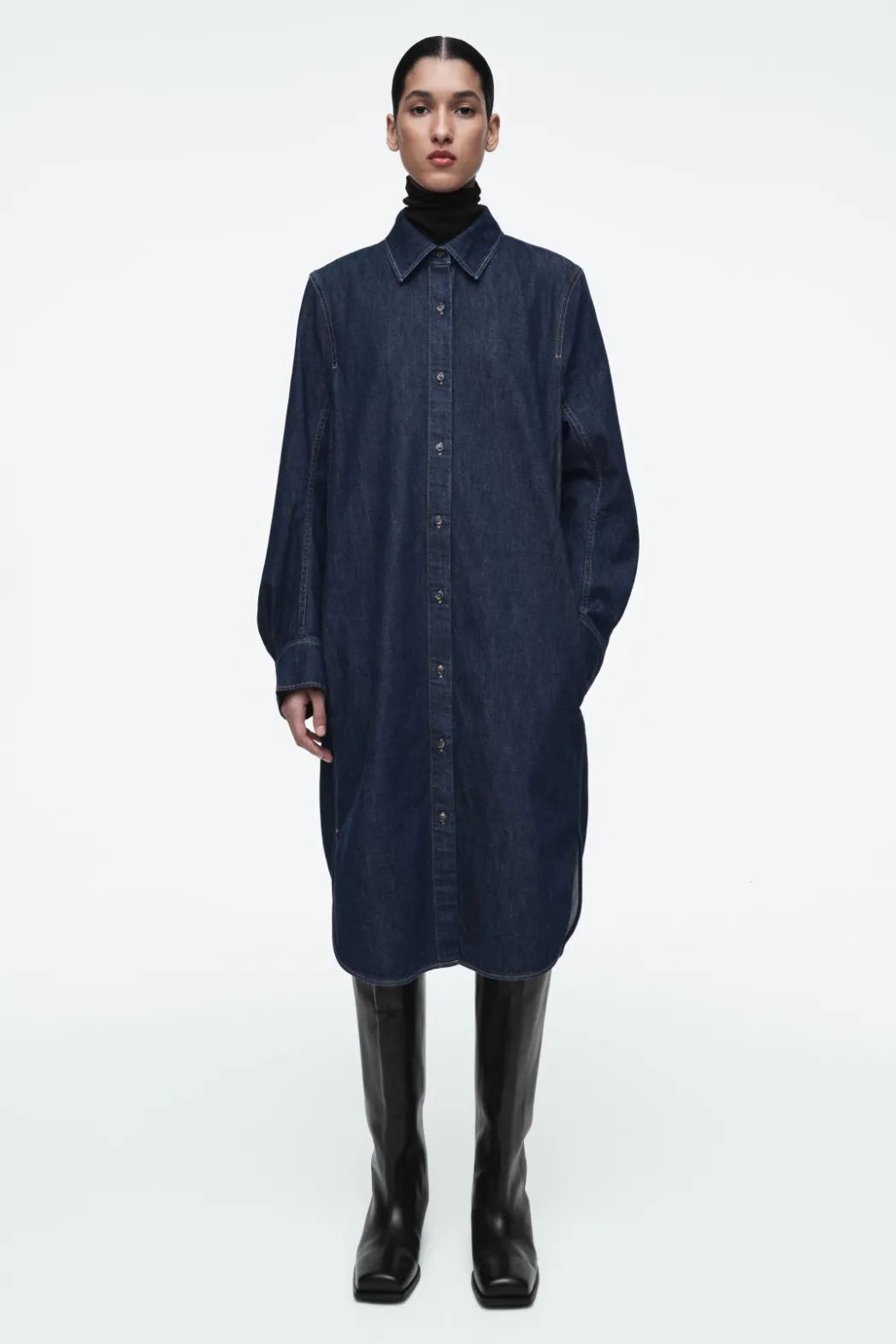 Clearance COS DENIM MIDI SHIRT DRESS DARK INDIGO