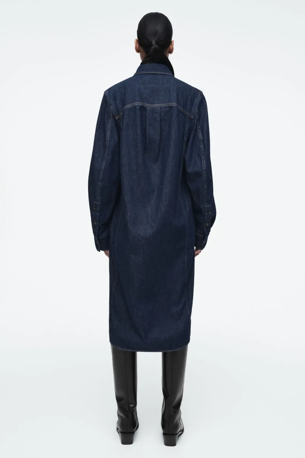 Clearance COS DENIM MIDI SHIRT DRESS DARK INDIGO