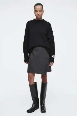 Online COS DENIM MINI WRAP SKIRT WASHED BLACK