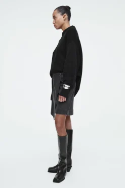 Online COS DENIM MINI WRAP SKIRT WASHED BLACK