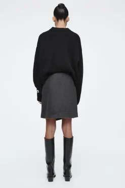 Online COS DENIM MINI WRAP SKIRT WASHED BLACK