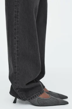 Hot COS DENIM POINTED SLINGBACK KITTEN HEELS GRAY