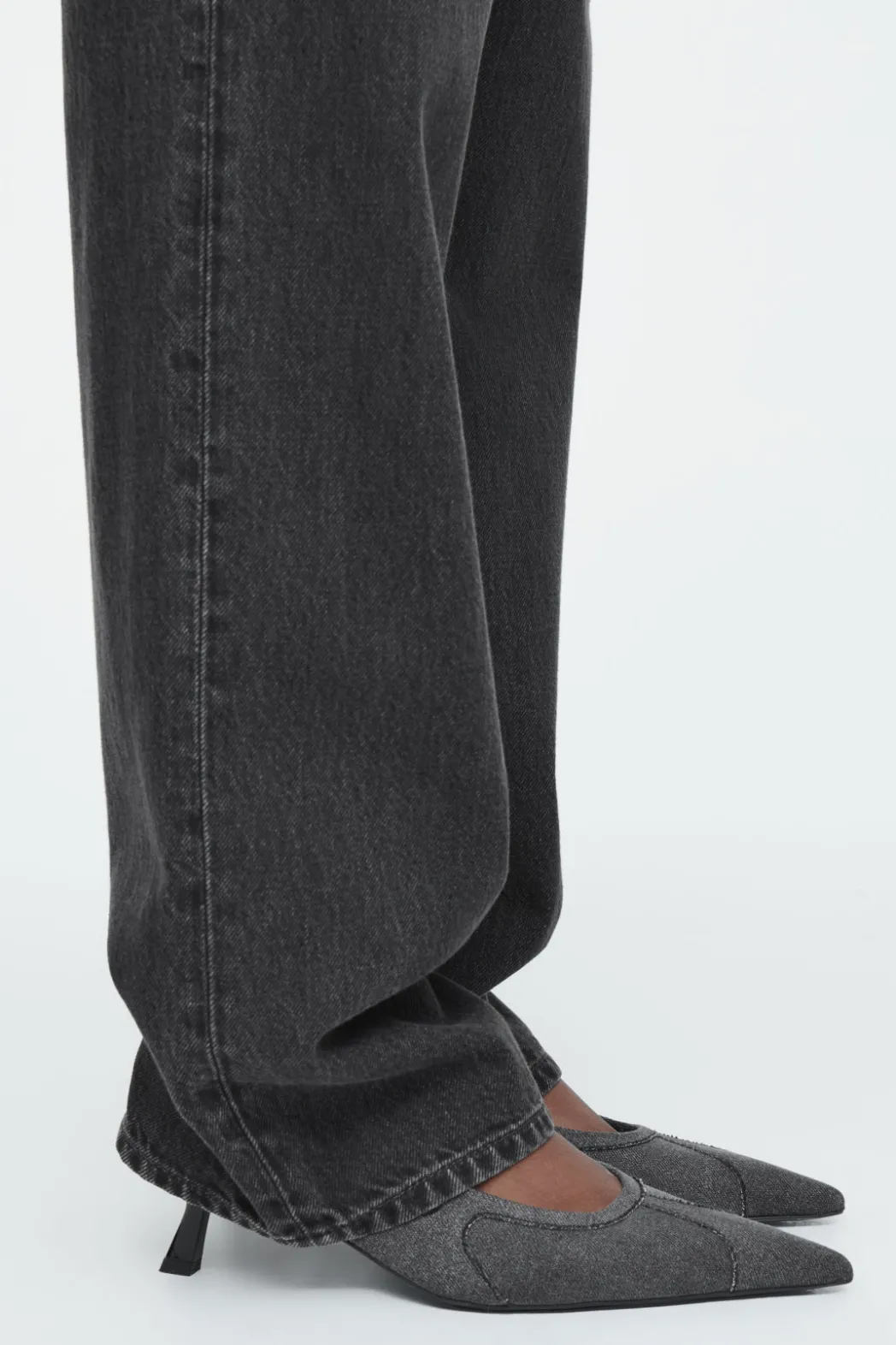 Hot COS DENIM POINTED SLINGBACK KITTEN HEELS GRAY
