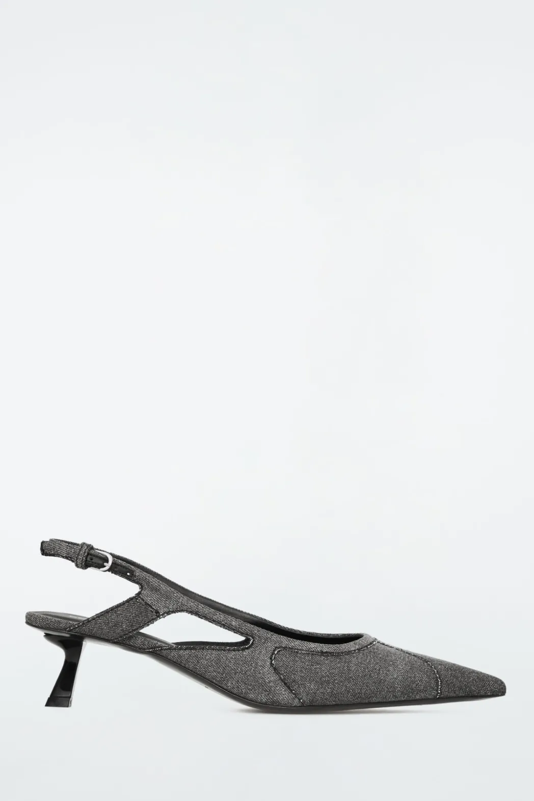 Hot COS DENIM POINTED SLINGBACK KITTEN HEELS GRAY