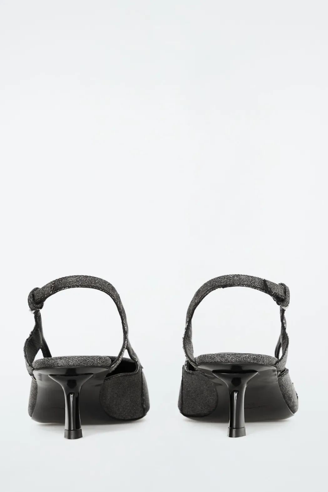 Hot COS DENIM POINTED SLINGBACK KITTEN HEELS GRAY