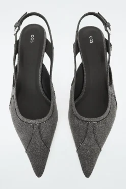 Hot COS DENIM POINTED SLINGBACK KITTEN HEELS GRAY