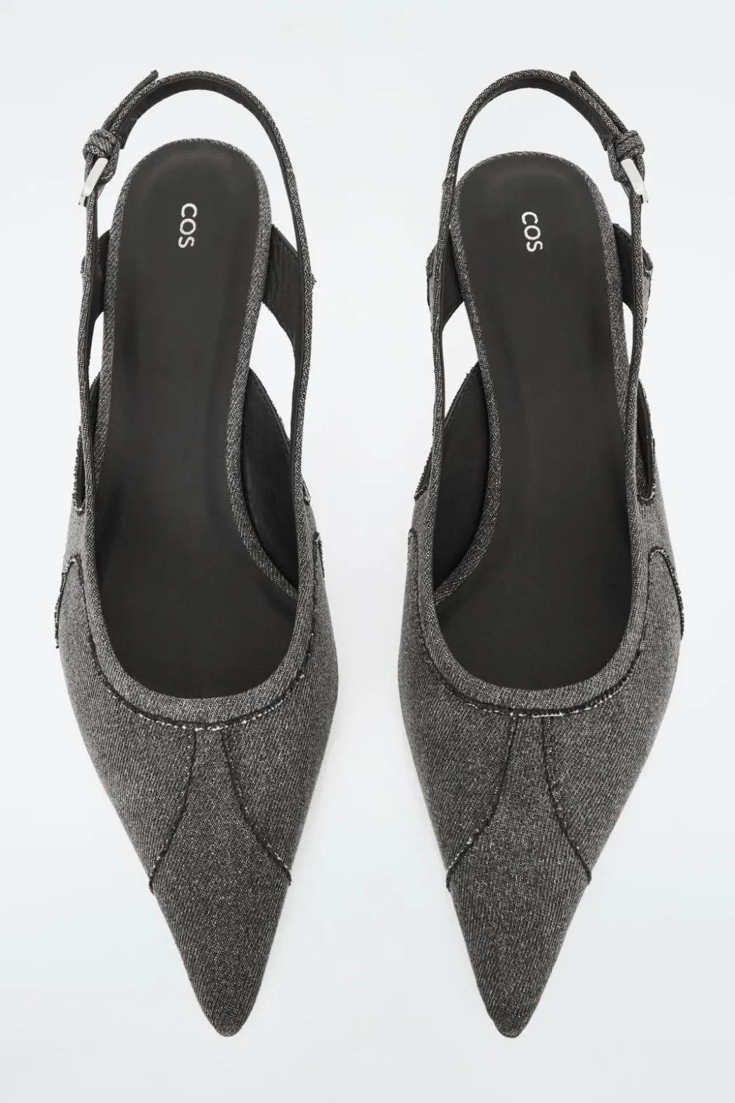 Hot COS DENIM POINTED SLINGBACK KITTEN HEELS GRAY