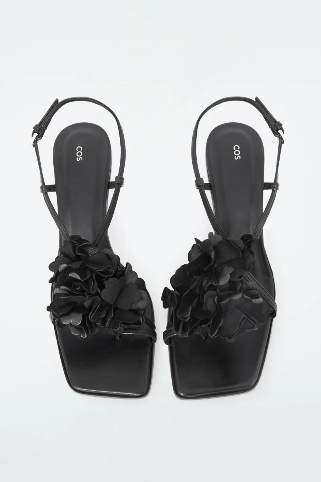 Sale COS DETACHABLE-FLOWER KITTEN-HEEL SANDALS BLACK