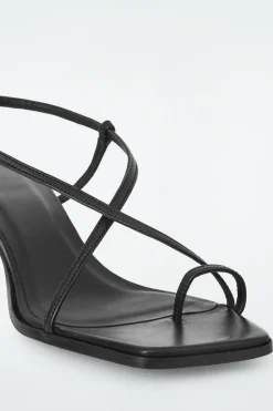 Sale COS DETACHABLE-FLOWER KITTEN-HEEL SANDALS BLACK