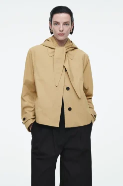 COS DETACHABLE-HOOD SHORT TRENCH COAT BEIGE