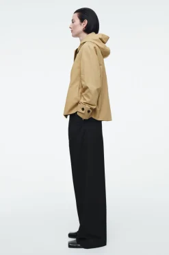 COS DETACHABLE-HOOD SHORT TRENCH COAT BEIGE