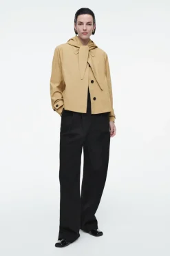 COS DETACHABLE-HOOD SHORT TRENCH COAT BEIGE
