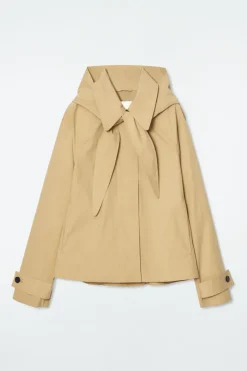 COS DETACHABLE-HOOD SHORT TRENCH COAT BEIGE
