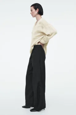 Sale COS DISTRESSED STRIPED KNITTED LINEN-BLEND SWEATER LIGHT BEIGE