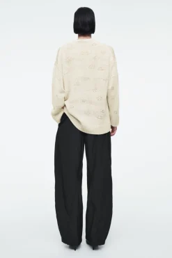 Sale COS DISTRESSED STRIPED KNITTED LINEN-BLEND SWEATER LIGHT BEIGE