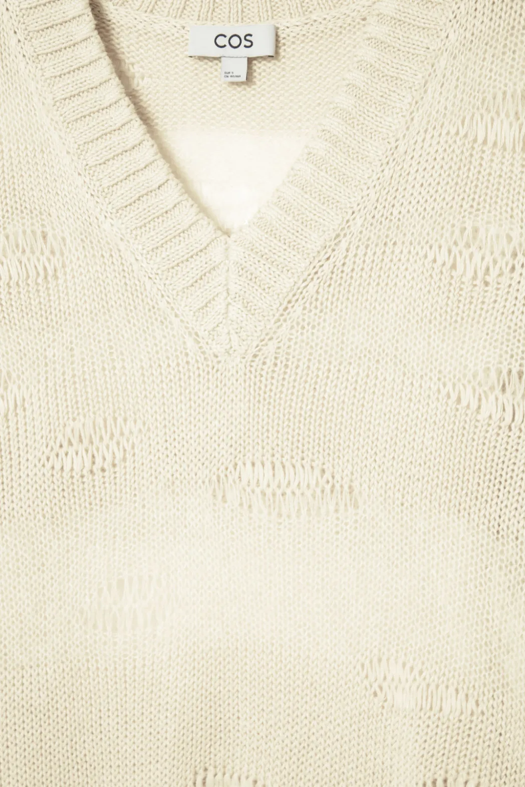 Sale COS DISTRESSED STRIPED KNITTED LINEN-BLEND SWEATER LIGHT BEIGE