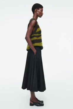 COS DISTRESSED STRIPED LINEN-BLEND KNITTED TANK GREEN / STRIPED