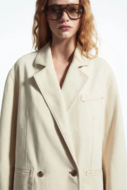 Clearance COS DOUBLE-BREASTED DENIM BLAZER ECRU