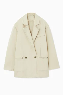 Clearance COS DOUBLE-BREASTED DENIM BLAZER ECRU