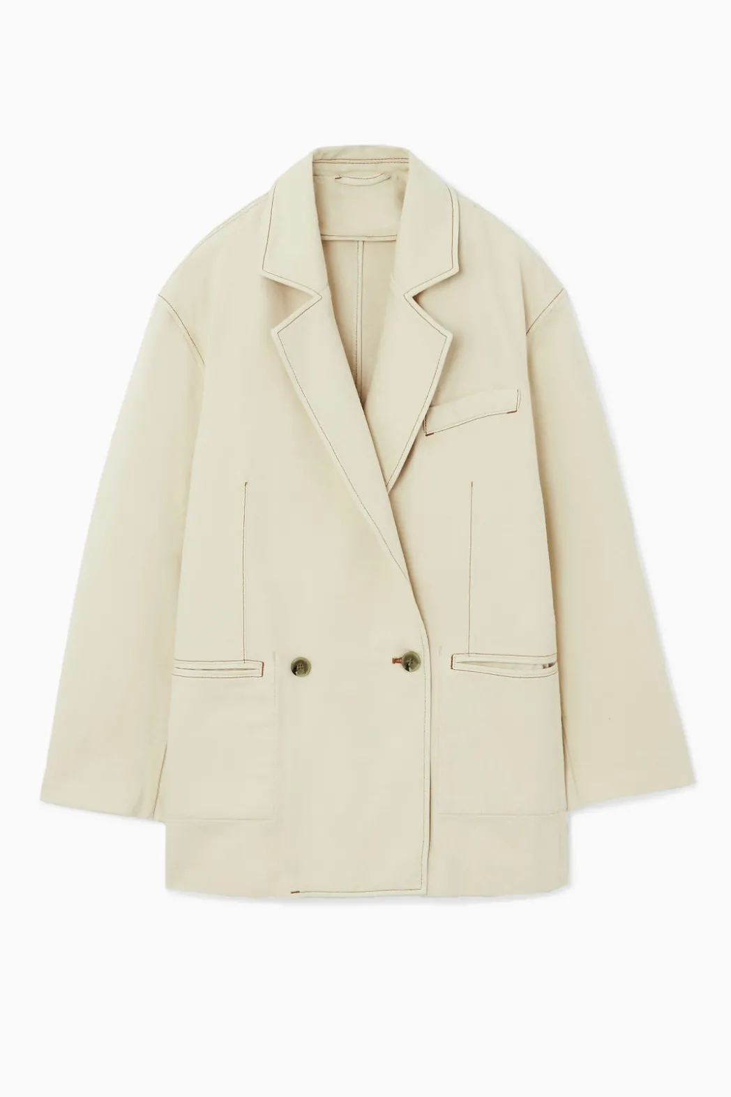 Clearance COS DOUBLE-BREASTED DENIM BLAZER ECRU