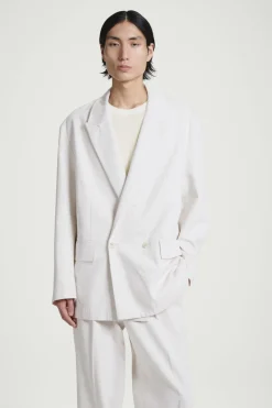 Clearance COS DOUBLE-BREASTED DENIM BLAZER - RELAXED WHITE