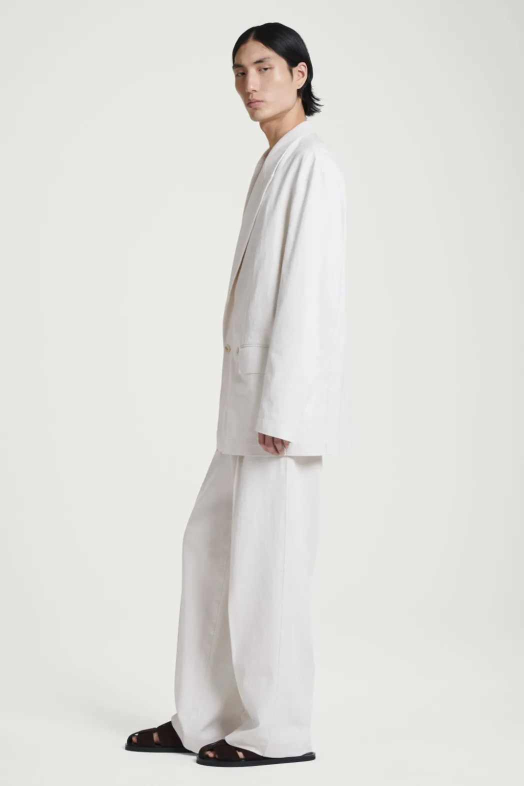 Clearance COS DOUBLE-BREASTED DENIM BLAZER - RELAXED WHITE
