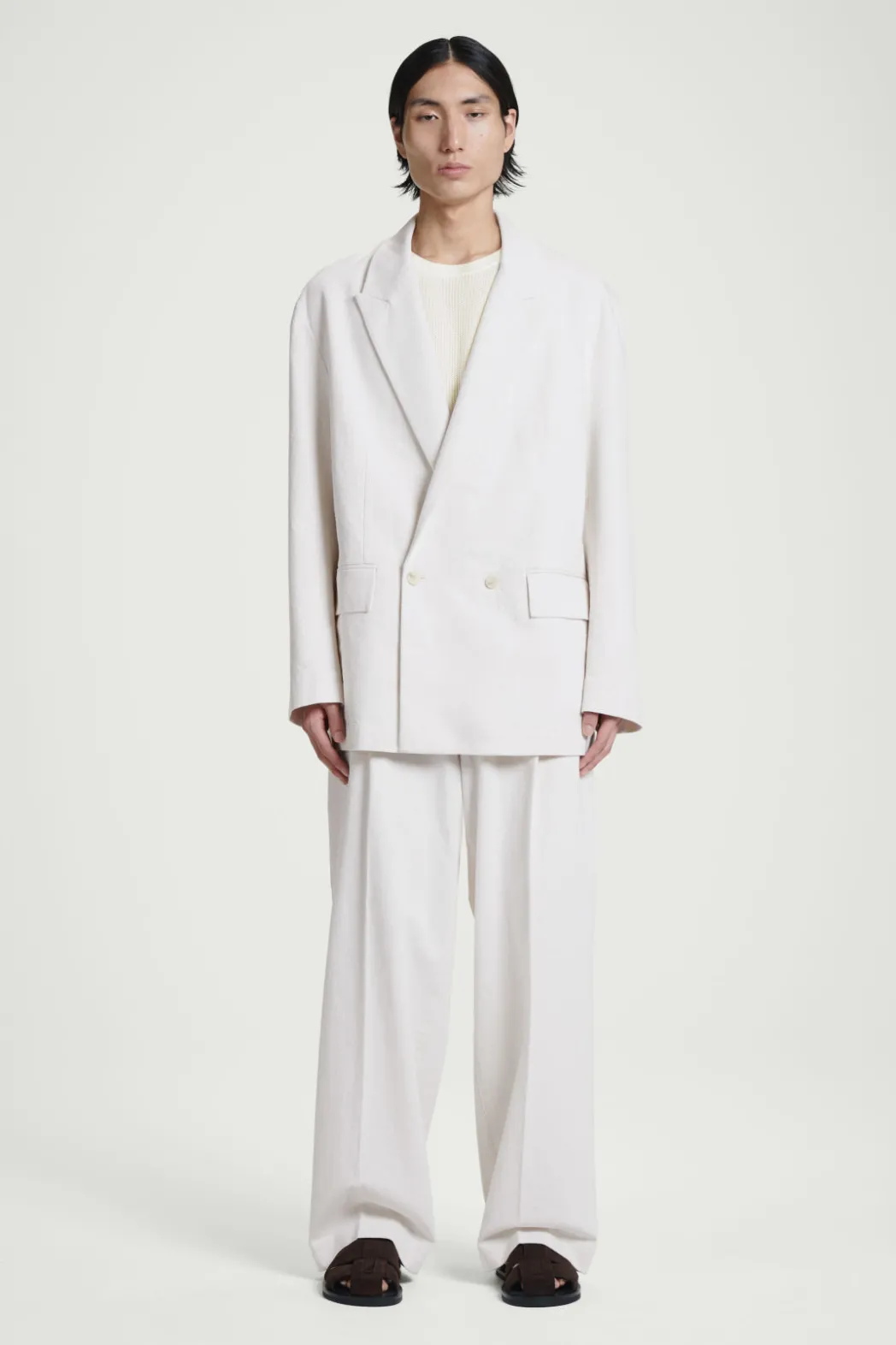Clearance COS DOUBLE-BREASTED DENIM BLAZER - RELAXED WHITE