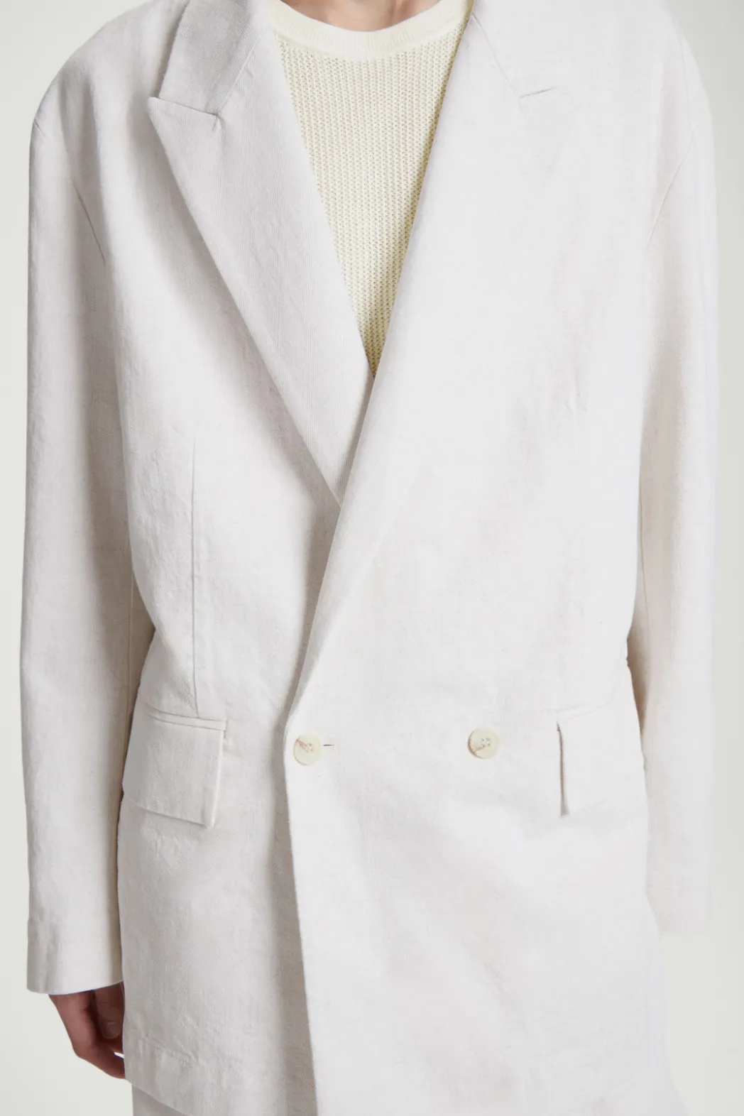 Clearance COS DOUBLE-BREASTED DENIM BLAZER - RELAXED WHITE