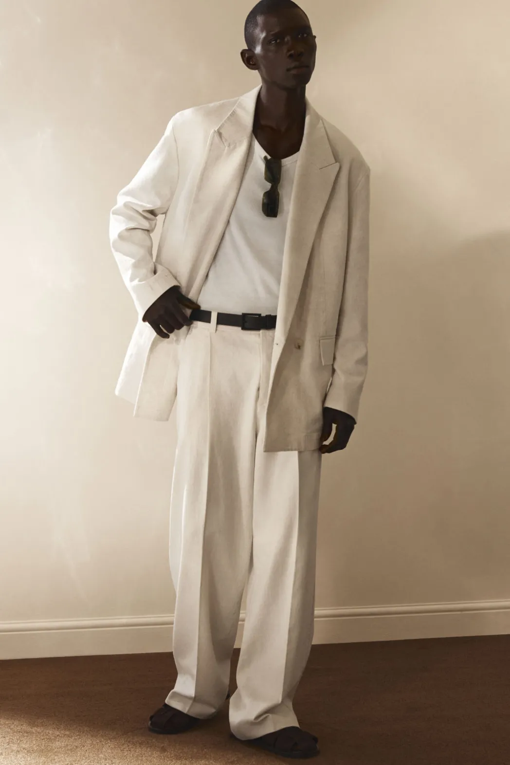 Clearance COS DOUBLE-BREASTED DENIM BLAZER - RELAXED WHITE
