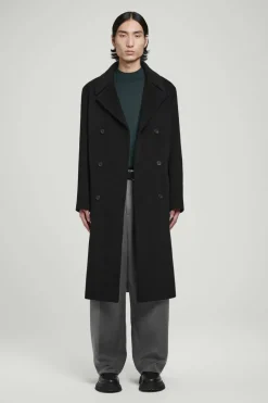 Hot COS DOUBLE-BREASTED WOOL OVERCOAT BLACK