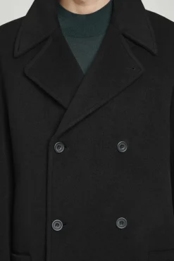Hot COS DOUBLE-BREASTED WOOL OVERCOAT BLACK