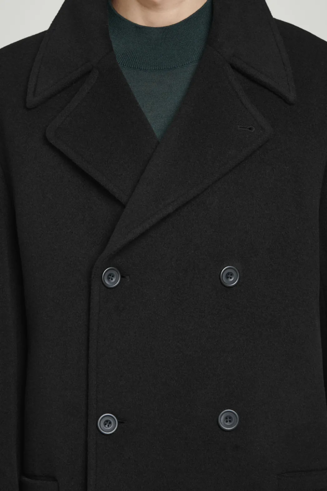 Hot COS DOUBLE-BREASTED WOOL OVERCOAT BLACK