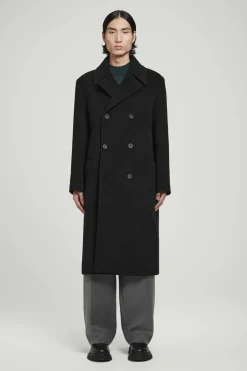 Hot COS DOUBLE-BREASTED WOOL OVERCOAT BLACK