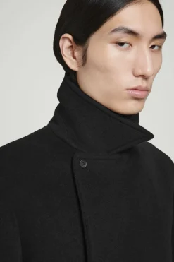 Hot COS DOUBLE-BREASTED WOOL OVERCOAT BLACK