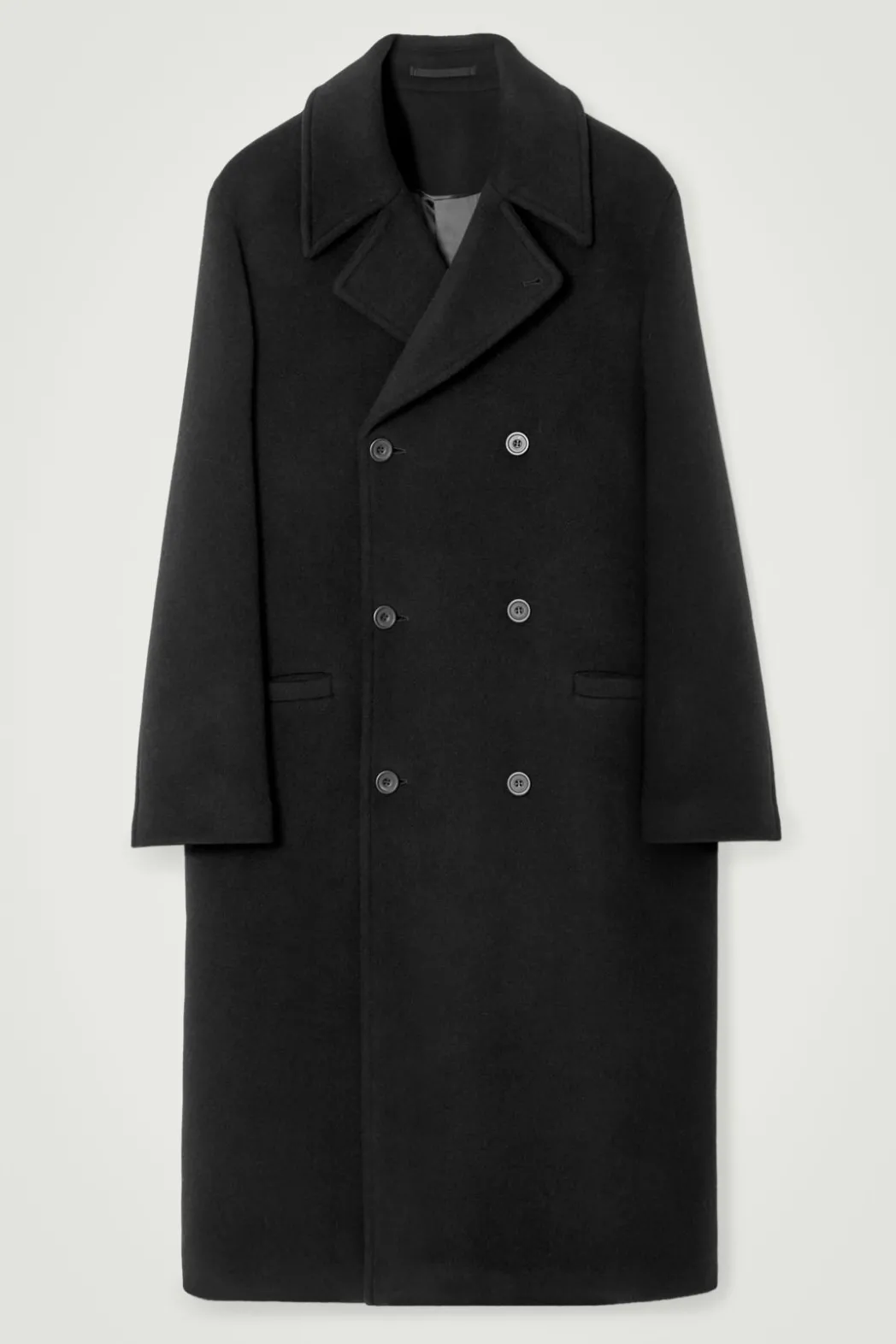 Hot COS DOUBLE-BREASTED WOOL OVERCOAT BLACK