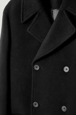 Hot COS DOUBLE-BREASTED WOOL OVERCOAT BLACK
