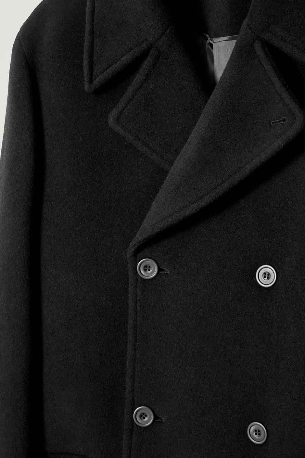 Hot COS DOUBLE-BREASTED WOOL OVERCOAT BLACK