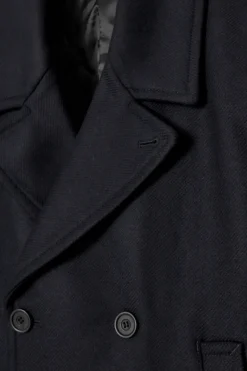 New COS DOUBLE-BREASTED WOOL PEA COAT NAVY